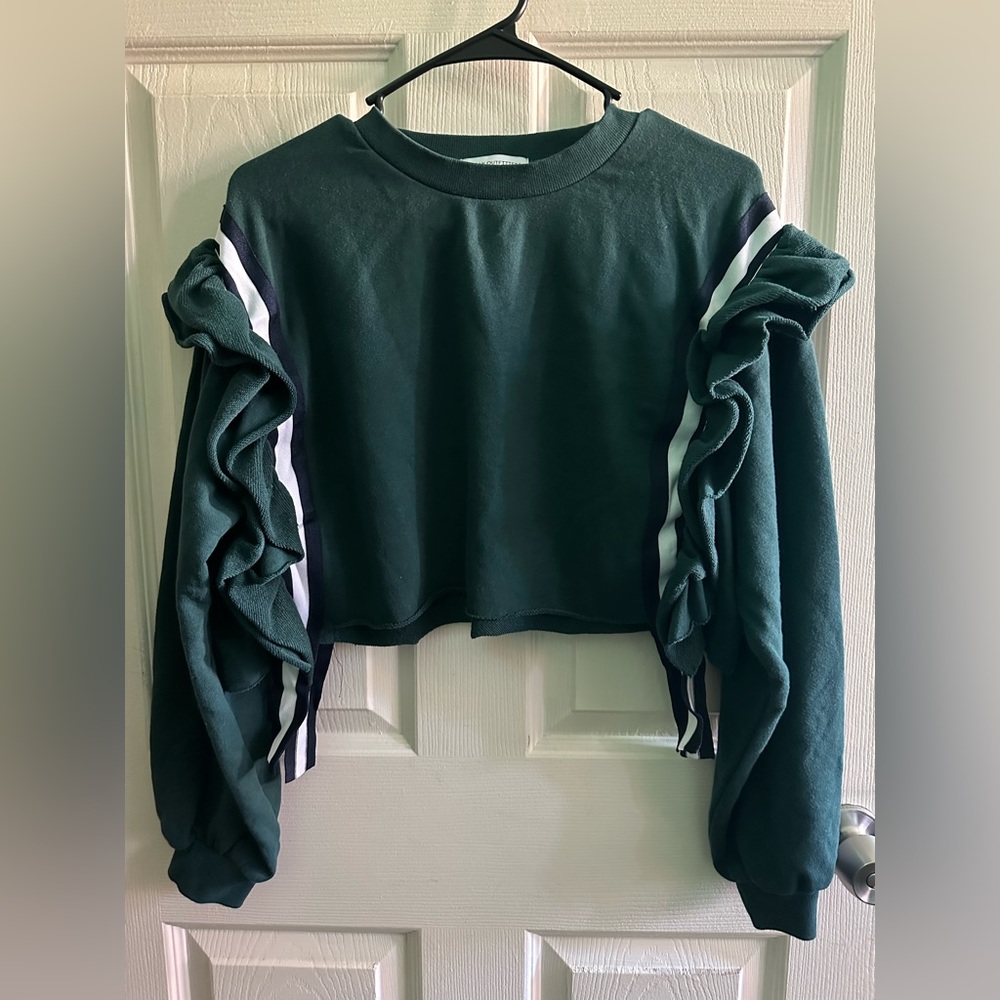 Green Ruffle Sweater - Picture 2 of 10